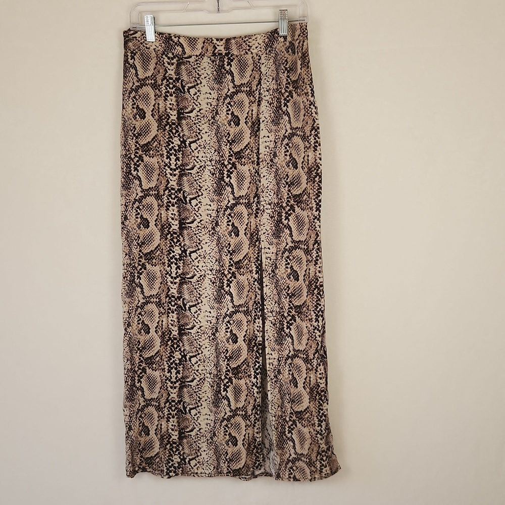 Snakeskin Print Maxi Skirt with Slit‎ Size M by Wild Fable